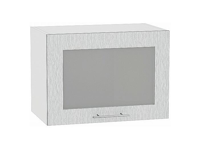 Шкаф верхний горизонтальный остекленный Валерия-М ВГ 500 Серый металлик дождь светлый-Белый