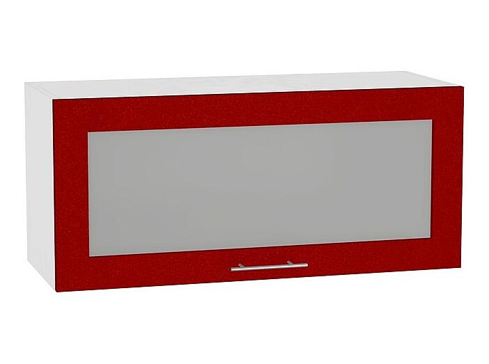 Шкаф верхний горизонтальный остекленный Валерия-М ВГ 800 Гранатовый металлик-Белый