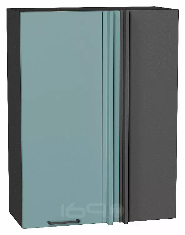 Шкаф верхний прямой угловой Флэт Grey-green In 2S/Graphite 920*690*345