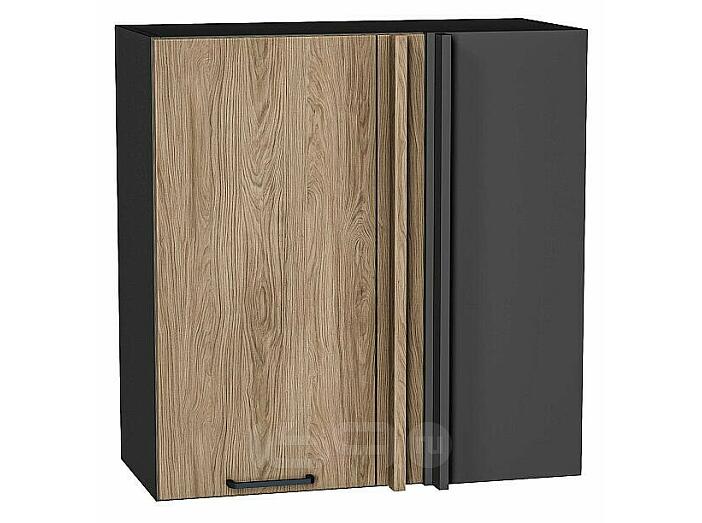 Шкаф верхний прямой угловой Флэт Natural Casella Oak 2S/Graphite 716*700*345