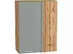 Шкаф верхний прямой угловой Квадро Аквамарин/Дуб Вотан 920*700*345