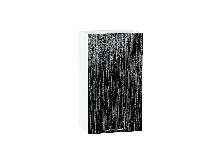Шкаф верхний с 1-ой дверцей Валерия-М Черный металлик дождь Белый 716*400*318