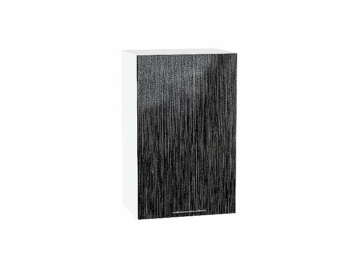 Шкаф верхний с 1-ой дверцей Валерия-М Черный металлик дождь Белый 716*450*318