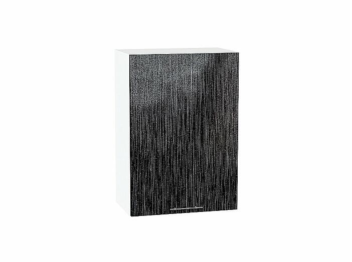 Шкаф верхний с 1-ой дверцей Валерия-М Черный металлик дождь Белый 716*500*318