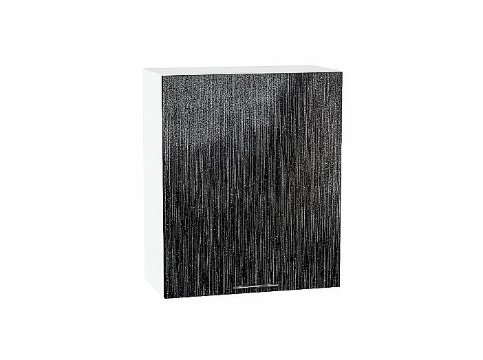 Шкаф верхний с 1-ой дверцей Валерия-М Черный металлик дождь Белый 716*600*318