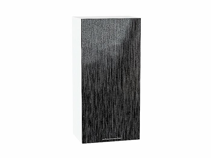 Шкаф верхний с 1-ой дверцей Валерия-М Черный металлик дождь Белый 920*450*318