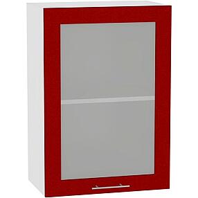 Шкаф верхний с 1-ой остекленной дверцей Валерия-М В 500 Гранатовый металлик-Белый
