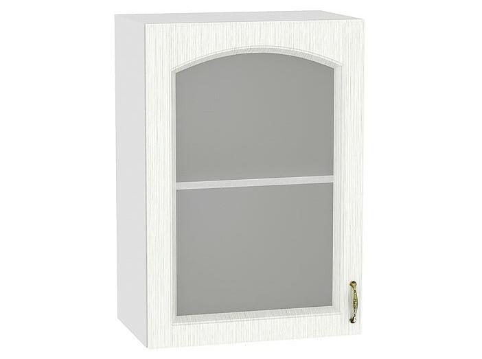 Шкаф верхний с 1-ой остекленной дверцей Верона В 500 Ясень золото-Белый
