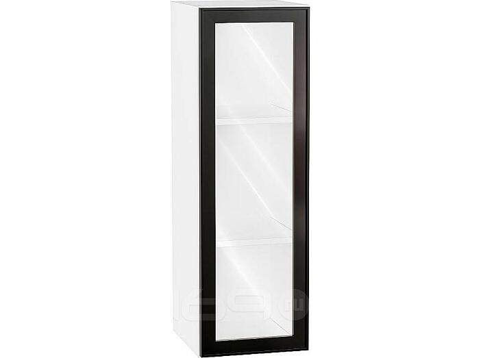 Шкаф верхний с 1-ой остекленной дверцей Эйр Black Silk/Белый 920*300*320