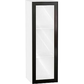 Шкаф верхний с 1-ой остекленной дверцей Эйр Black Silk/Белый 920*300*320