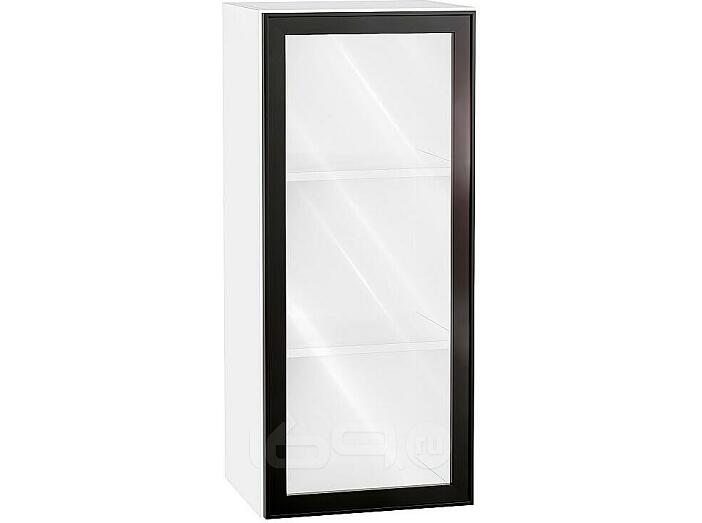 Шкаф верхний с 1-ой остекленной дверцей Эйр Black Silk/Белый 920*400*320