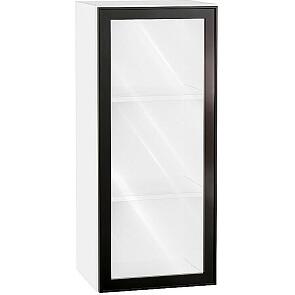 Шкаф верхний с 1-ой остекленной дверцей Эйр Black Silk/Белый 920*400*320