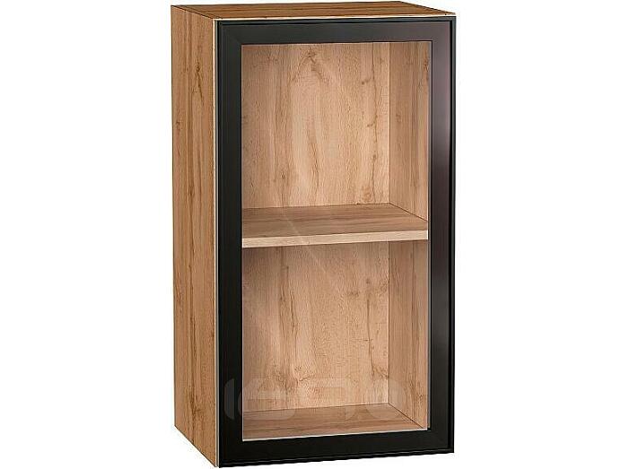 Шкаф верхний с 1-ой остекленной дверцей Эйр Black Silk/Дуб Вотан 716*400*320