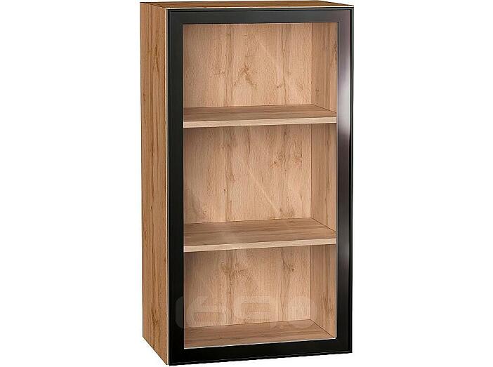 Шкаф верхний с 1-ой остекленной дверцей Эйр Black Silk/Дуб Вотан 920*500*320