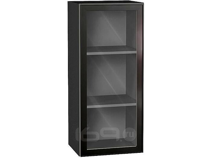 Шкаф верхний с 1-ой остекленной дверцей Эйр Black Silk/Graphite 920*400*320