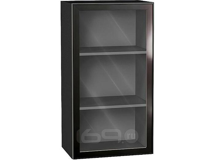 Шкаф верхний с 1-ой остекленной дверцей Эйр Black Silk/Graphite 920*500*320