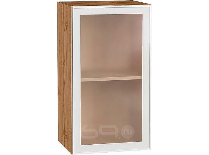 Шкаф верхний с 1-ой остекленной дверцей Эйр White Silk/Дуб Вотан 716*400*320