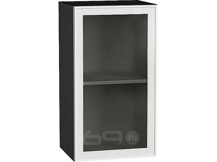 Шкаф верхний с 1-ой остекленной дверцей Эйр White Silk/Graphite 716*400*320