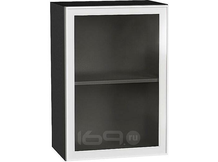 Шкаф верхний с 1-ой остекленной дверцей Эйр White Silk/Graphite 716*500*320