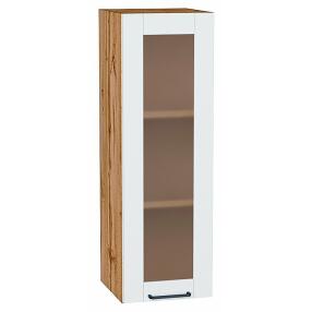 Шкаф верхний с 1-ой остекленной дверцей Флэт Плюс White In 2S/Дуб Вотан 920*300*318