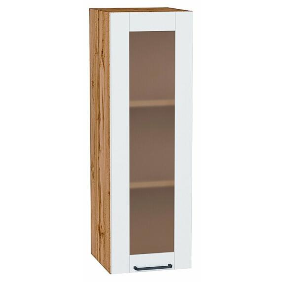 Шкаф верхний с 1-ой остекленной дверцей Флэт Плюс White In 2S/Дуб Вотан 920*300*318