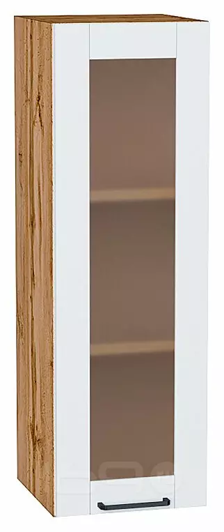 Шкаф верхний с 1-ой остекленной дверцей Флэт Плюс White In 2S/Дуб Вотан 920*300*318