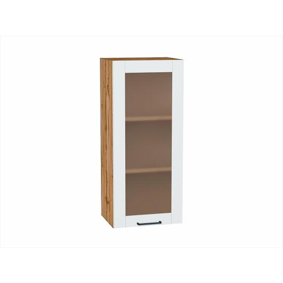 Шкаф верхний с 1-ой остекленной дверцей Флэт Плюс White In 2S/Дуб Вотан 920*400*318