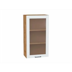 Шкаф верхний с 1-ой остекленной дверцей Флэт Плюс White In 2S/Дуб Вотан 920*500*318