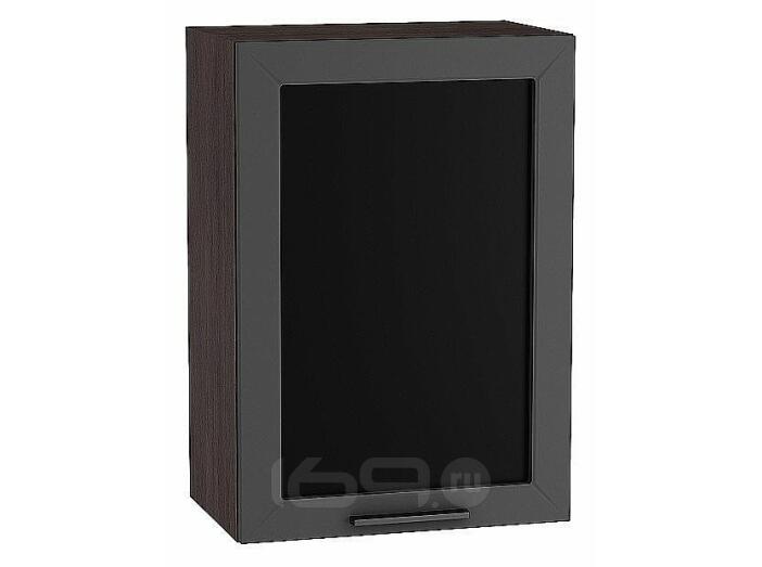 Шкаф верхний с 1-ой остекленной дверцей Глетчер Маренго Силк Graphite 716*500*318
