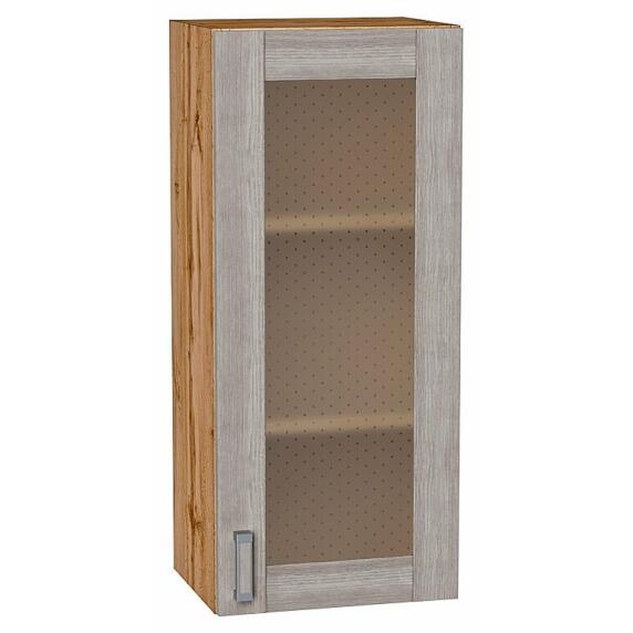 Шкаф верхний с 1-ой остекленной дверцей Лофт Cappuccino Veralinga Дуб Вотан 920*400*320