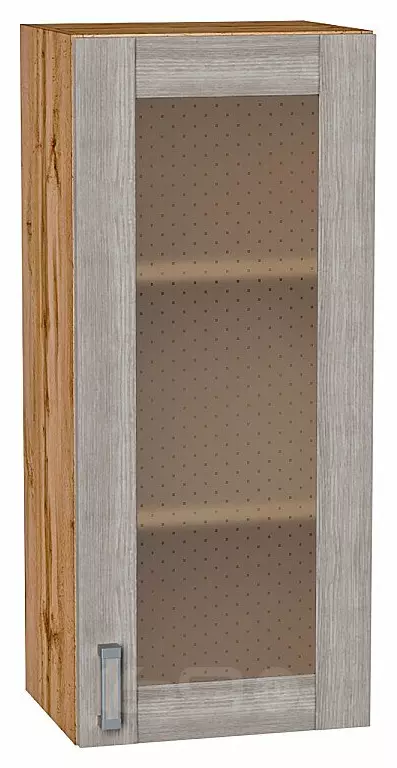 Шкаф верхний с 1-ой остекленной дверцей Лофт Cappuccino Veralinga Дуб Вотан 920*400*320