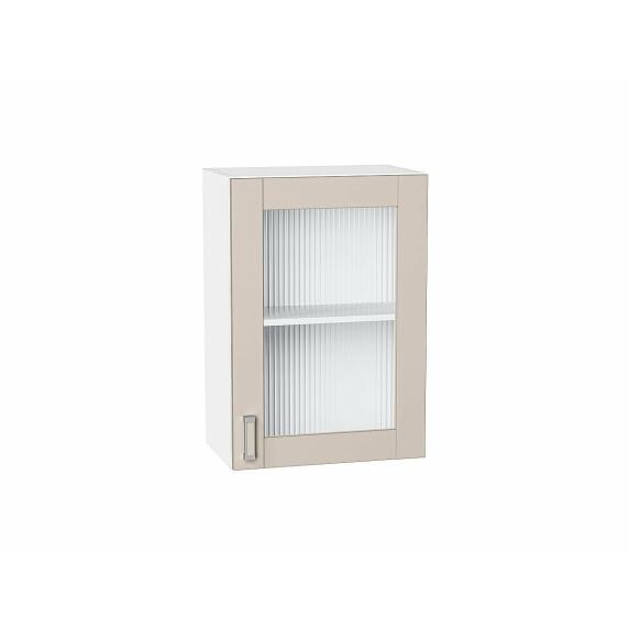 Шкаф верхний с 1-ой остекленной дверцей Лофт Cream Silk/Белый 716*500*320