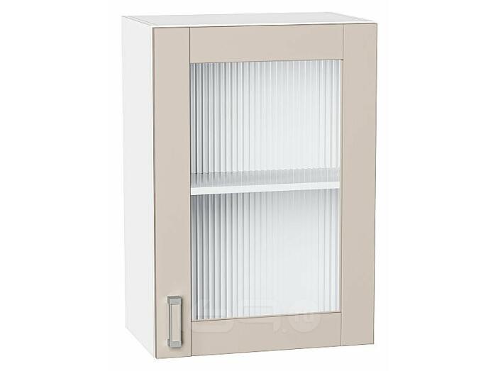 Шкаф верхний с 1-ой остекленной дверцей Лофт Cream Silk/Белый 716*500*320