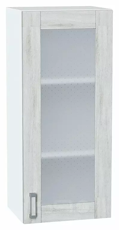 Шкаф верхний с 1-ой остекленной дверцей Лофт Nordic Oak/Белый 920*400*320