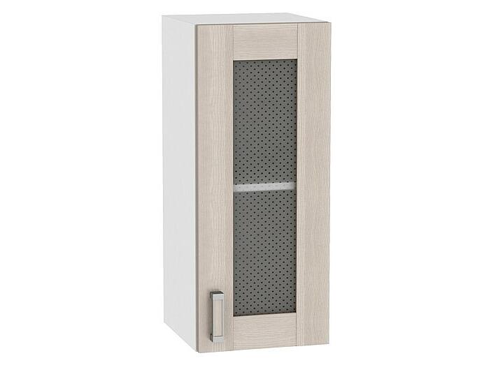 Шкаф верхний с 1-ой остекленной дверцей Лофт В 300 Cappuccino Veralinga-Белый