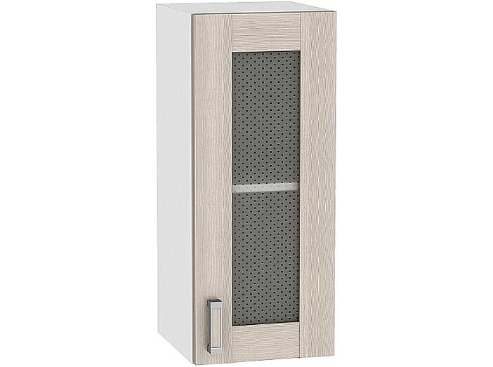 Шкаф верхний с 1-ой остекленной дверцей Лофт В 309 Cappuccino Veralinga-Белый