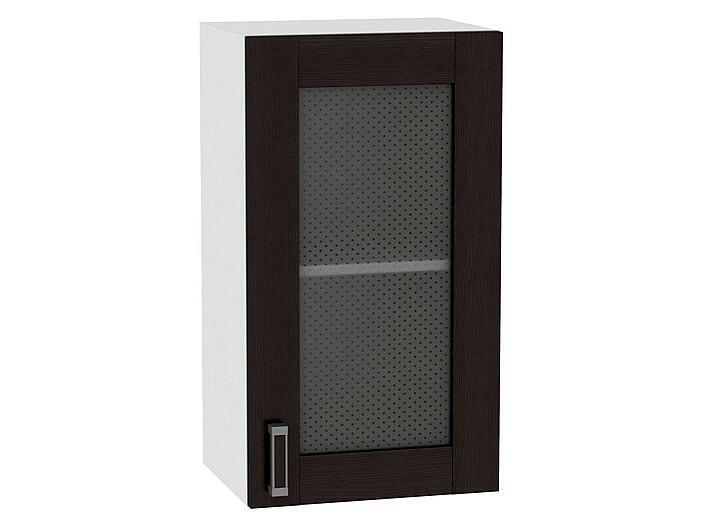 Шкаф верхний с 1-ой остекленной дверцей Лофт В 400 Wenge Veralinga-Белый