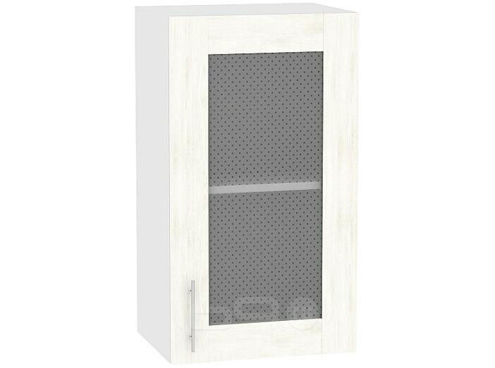 Шкаф верхний с 1-ой остекленной дверцей Лофт В 400 Nordic Oak-Белый