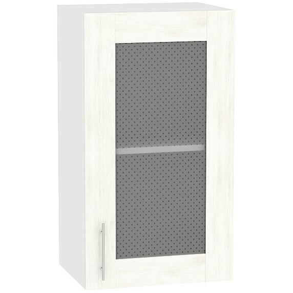 Шкаф верхний с 1-ой остекленной дверцей Лофт В 400 Nordic Oak-Белый