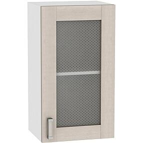 Шкаф верхний с 1-ой остекленной дверцей Лофт В 400 Cappuccino Veralinga-Белый
