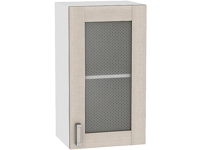 Шкаф верхний с 1-ой остекленной дверцей Лофт В 409 Cappuccino Veralinga-Белый