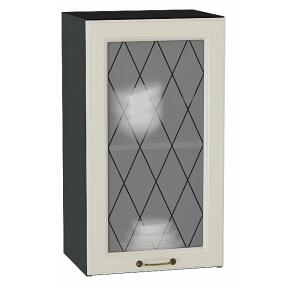 Шкаф верхний с 1-ой остекленной дверцей Ницца Агат/Graphite 716*400*318