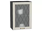 Шкаф верхний с 1-ой остекленной дверцей Ницца Агат/Graphite 716*500*318