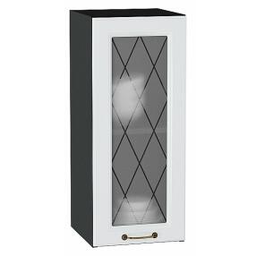 Шкаф верхний с 1-ой остекленной дверцей Ницца Белый/Graphite 716*300*318