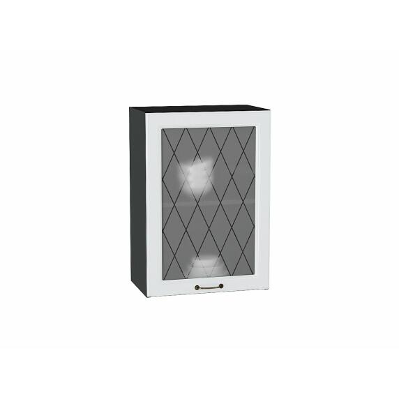 Шкаф верхний с 1-ой остекленной дверцей Ницца Белый/Graphite 716*500*318