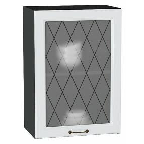 Шкаф верхний с 1-ой остекленной дверцей Ницца Белый/Graphite 716*500*318