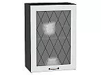 Шкаф верхний с 1-ой остекленной дверцей Ницца Белый/Graphite 716*500*318
