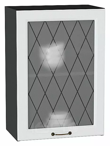 Шкаф верхний с 1-ой остекленной дверцей Ницца Белый/Graphite 716*500*318