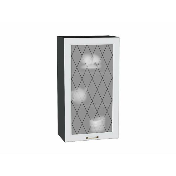 Шкаф верхний с 1-ой остекленной дверцей Ницца Белый/Graphite 920*500*318