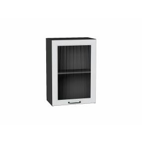 Шкаф верхний с 1-ой остекленной дверцей Ницца Blanco/Graphite 716*500*318